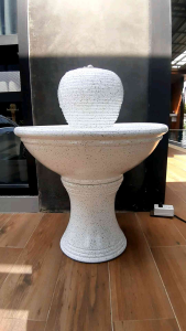 น้ำล้น น้ำผู้ด้าน ทรงกรวย สีขาวหินอ่อน เป็นโอ่ง ดินเผโล งานปั้นมือ ทุกชิ้น (+ - ไม่เกิน 1 ครัม)