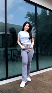 Nuriel Shop - HW Cutbray Abu - L&Y Jeans - Celana Highwaist Wanita - Nuriel Jeans - Celana Jeans Wanita Terbaru - Pakaian Wanita - Celana Jeans Highwaist