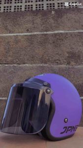 Helm Bogo Retro JPN Ungu Muda Dop satu set dengan kaca
