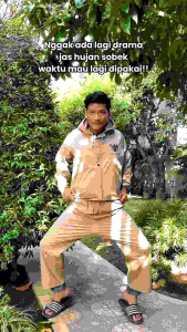 Jas Hujan Setelan Pria Wanita Terbaik Bahan PVC Tebal