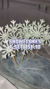 [1 SET ISI 10] HIASAN KUE TART SNOWFLAKES SALJU FROZEN KEPINGAN SALJU CAKE DECORATION TOPPER KUE TART ULANG TAHUN ANAK TEMA FROZEN ANNA ELSA