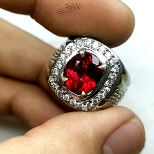 Cincin Batu Red Topaz Top Kristal Asli Original