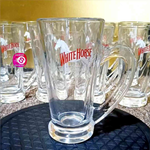 WHITE HORSE GLASS BEER MUG 380ML FOR HOT AND COLD • JAPAN SURPLUS