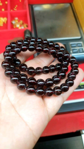 ข้อมือหินโกเมนแก่ก่ำ 8มิล พรีเมี่ยมเกรด 2A สีแดง