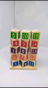 Mainan Edukasi Kayu Menara Angka - Alat Peraga Angka 1-15 berSNI