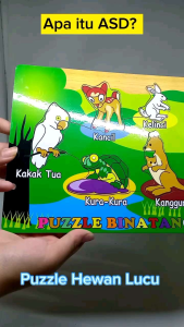 Mainan Edukasi Kayu Puzzle Hewan Lucu - Puzzle Binatang Lucu