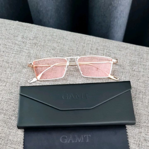 แว่นกันแดดGAMT Luxurious Narrow Rectangular Metal Rim High Temple ขนาด52mm. สีชมพู Sunglasses Gold Pink.