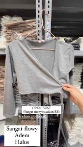 Baju Wanita Crop Fashion Korea Model Silang Perut & Baju Wanita Korea Spandek Premium