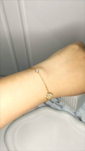 Gelang Tangan Titanium Motif Love Permata Kode GT0011