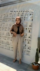 Celana Kerja Wanita Baggie Pants Bahan Linen Tebal