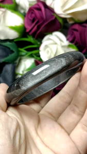 High Grade Silver Obsidian Crystal Stone bangle 56mm+ 精品亮光眼天眼猫眼招财银曜石手镯 56mm+