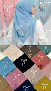 PARIS JAPAN TASEL PITA CRISTAL/HIJAB SEGI EMPAT BORDIR PITA