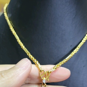 สร้อยคอ2สลึง18นิ้วพร้อมจี้หลวงปู่ทวดประดับเพชรลงสีเขียวแดงกรอบชุบทอง