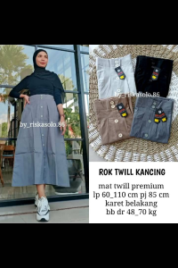 Rok katun twill kancing