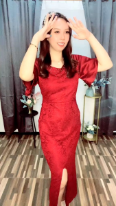 Baju Gaun Wanita Giselle Dress Brokat Lapis Satin Dres Panjang Belah Paha Korean Style Pesta Premium Import Terbaru Kekinian Murah