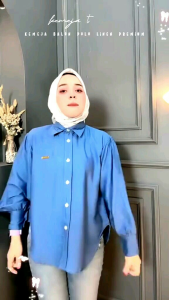 Brina Blouse Polo Linen Premium / kemeja Basic kekinian Polo Linen