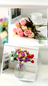 Mawar Dua Warna AF44 Bunga Rose Artificial Flower Hiasan Mahar Seserahan Hantaran