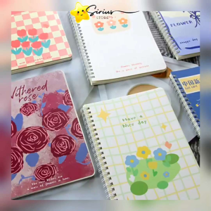 60 Lembar Buku Tulis A5 Spiral Notebook Aesthetic Estetik Journal Motif Daisy Flower Garis Diary Planner / Buku Tulis Sekolah Dan Kantor - Soft Blue