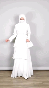 Gamis Warna Putih Wanita Remaja Muslim Terbaru Arbia Dress Bahan Kain Ceruty Babydoll Fulpuring Elegan Kekinian