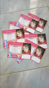 100 pcs dan 50 pcs undangan ultah anak