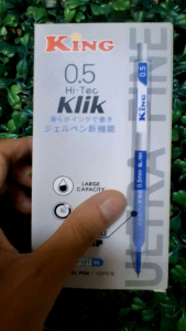 Hộp 12 cây bút gel mực xanh bấm King SL101BL ngòi 0.5mm
