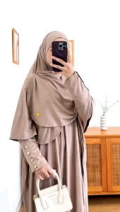 HS SET DRESS ABAYA SUPER JUMBO MECCA SET SYARI POLOS  DRESS FREE HIJAB MUSLIMAH Hijab Sisters Set Gamis Airflow Crincle Marwah Set LD 156 PROMO DRESS GAMIS MAXI MIDI TERLARIS