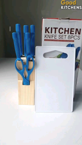 G007 PISAU DAPUR PISAU DAGING PISAU BUAH PISAU SET PLUS RAK KAYU TALENAN KITCHEN KNIFE SET 8pcs