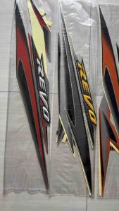 STIKER STRIPING LIS LES BODY HONDA REVO 2007 PUTIH ORANGE