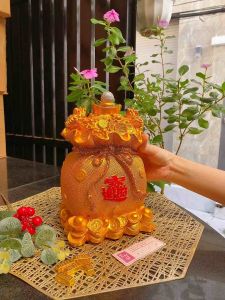 (26x14x17cm) Heo đất Túi vàng Tài Lộc chiêu Tài nạp Phúc cho gia chủ thêm nhiều may mắn