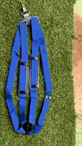 A381สายสะพายเครื่องตัดหญ้าแบบ 2 บ่า สีน้ำเงิน "ยี่ห้อ"ตราแตร (Trumpet)สำหรับเครื่องตัดหญ้า 2 จังหวะ งานคุณภาพ สายทนทานทายาท #ตรงปก100%