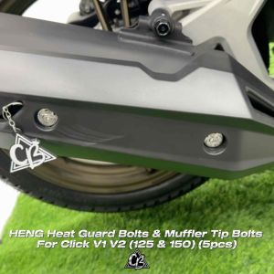CB MOTO: HENG MUFFLER TIP BOLTS & HEAT GUARD COVER BOLT FOR CLICK V1 V2 (125 & 150)