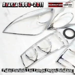 Paket Garnish Cover Lampu Depan Belakang Chrome Toyota Avanza 2008 2011