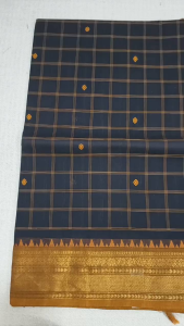 CHETTINAD COTTON SAREES BLACK AND MUSTARD COLORS WITH EXCELLENT COMINATION GOLD JARI BORDER