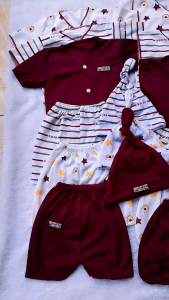 24 Pcs Paket Lahiran SNI Lengkap Baju Bayi Celana Bayi Baru Lahir seri Merah Maroon Karakter Lucu Sartakikafifa