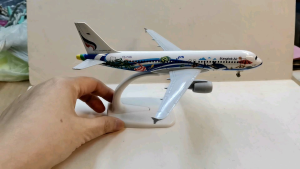 20 cm or 8 inches Bangkok Air A320 Diecast Airplane Collection with Landing Gears and Display Stand