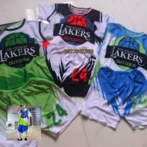 Bộ quần áo thể thao thông hơi in hình bóng rổ bé trai bé gái