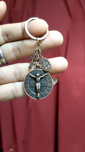 St. Benedict With Jesus at the Back Miraculous Medal Back to back Crucifix and Miraculous Medal Bronze for Protection Against Evil for Keys