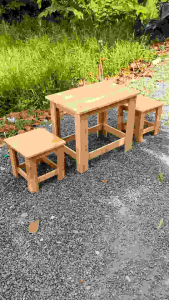 BÀN - GHẾ ĂN GỖ CAO SU ( BÀN 40X60X50CM )