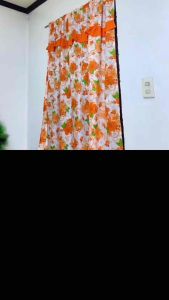 Yiella’s Door Kurtina size 7 feet length for Door Divider Wall n Windows Curtain for School Office House Gumamela Voltaire flower design kurtina with flitch Raffles - protect & decor your home