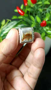 cincin batu akik motif kembang natural real picture