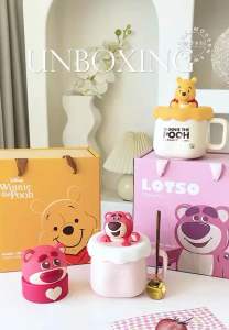 Ly sứ Gấu Dâu 3D kèm muỗng