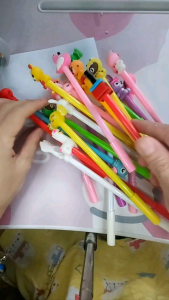 Combo 10 cây bút gel mực tím/xanh hoạ tiết cute dễ thương