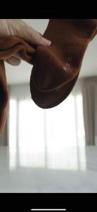 น้ำตาล ถุงเท้านนักเรียน ใช้เท้าทน ยืดได้เยอะ ผลิตในไทย