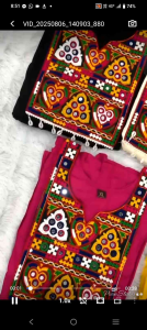 Navratri Special Short Kurti with Beautiful Gamthi & Kodi Embroidery Lace Work (Pre-Order: 2/3 Weeks Delivery) HR310725