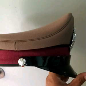 หมวกหม้อตาลนายตำรวจสี สนว0.1พร้อมตราโล่(ฉลุสวยงาม)(พร้อมซองกันเปื้อน)