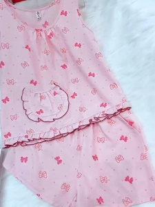 (2 size) °Cotton Hàn° Đồ bộ Pijama Đùi Cổ tròn Sát nách Viền Bèo 1 túi Bộ ngủ mặc nhà nhẹ thoáng Thiết Kế in 5D họa tiết Hot Trend Siêu Xinh Dễ thương