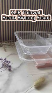 [ISI 25 PCS] Thinwall KLIR Bento Star Sekat + Tutup / Tempat Makan Plastik Persegi Panjang Bintang Polos / Kotak Makan Bekal Bening Pisah