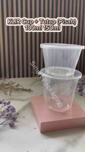 [ISI 25 PCS] KLIR Cup Pudding 100ml + Tutup (Pisah) 150ml + Tutup (Pisah) / Tempat Puding / Wadah Gelas Puding