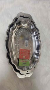 Khay dĩa inox hoa văn KIM HẰNG chính hãng size lớn 40x25cm size nhỏ 35x22cm