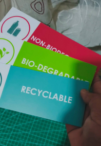 Recycle sign Bio-degradable Non-biodegradable labels for sorting waste.